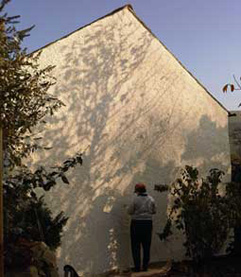 lime rendered dashed and silicate painted wall on the Furness peninsula