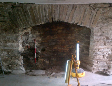 Emptied inglenook fireplace