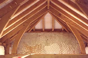 oak roof by Jake Jackson and Jack in the Green against lime plastered scratch coat