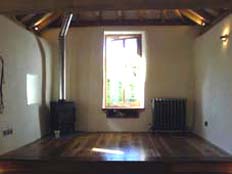 lime plaster walls and reclaimed oak floor
