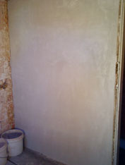 lime skimmed studwork wall