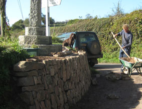 stonework at Worlington war memorial